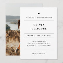 Boda Foto Corazón Blanco Negro Moderno