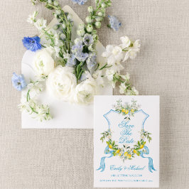 Invitación Boda Foto/Cresta Mediterránea - Guardar la fecha