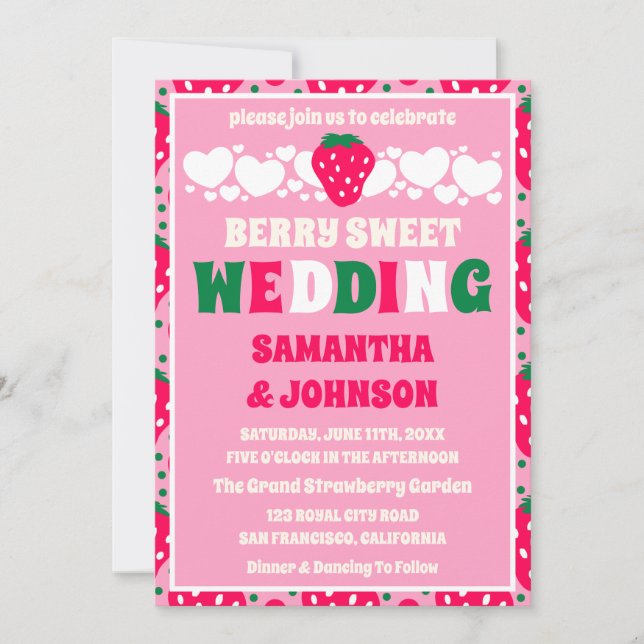Invitación Boda Foto Dulce Fresa (Anverso)