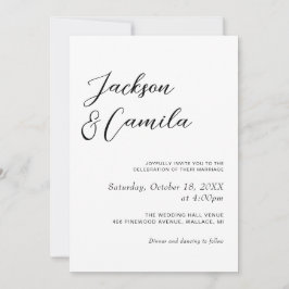 Invitación Boda Foto en Blanco y Negro con Caligrafía