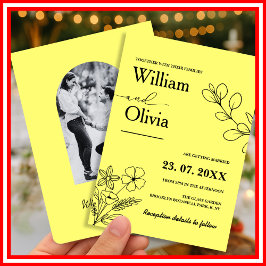 Invitación Boda Foto Flor Silvestre Amarilla Mantequilla