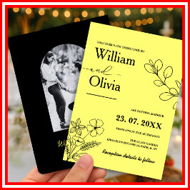 Invitación Boda Foto Flor Silvestre Amarilla Mantequilla