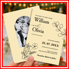 Invitación Boda Foto Flor Silvestre Amarilla Mantequilla