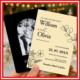 Invitación Boda Foto Flor Silvestre Amarilla Mantequilla