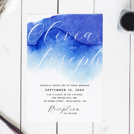 Invitación boda foto guión azul náutico + detalles QR