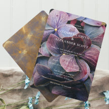 Boda Foto Hortensias Lavanda Azul Dorado Púrpura