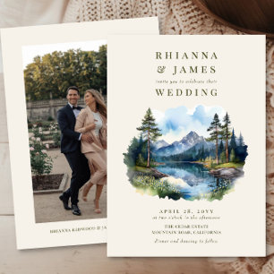 Invitación Boda Foto Lago Campestre Acuarela