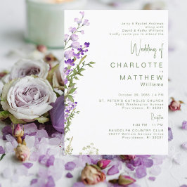 Invitación Boda Foto Lavanda de Ambos Padres a Lugar