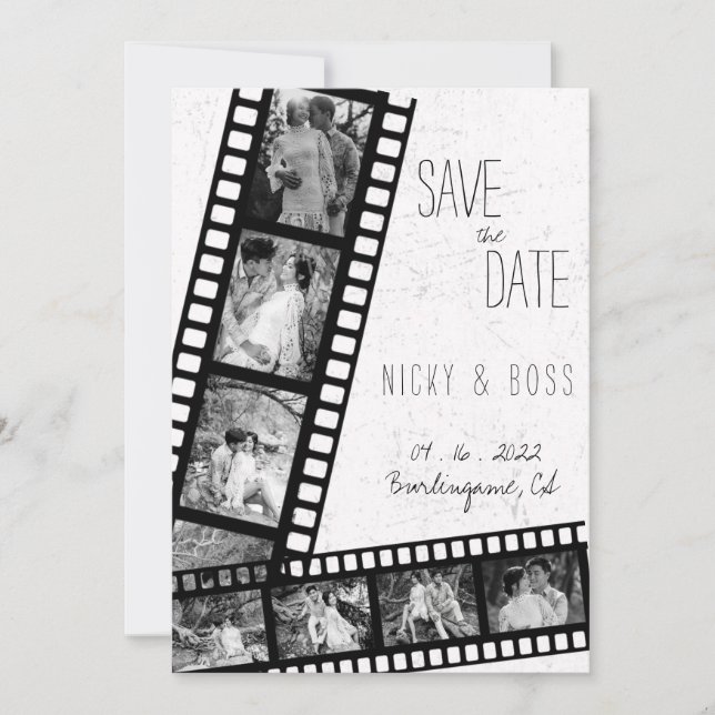 Invitación Boda Foto Moderna Rústica Guardar Fecha de Bodas (Anverso)