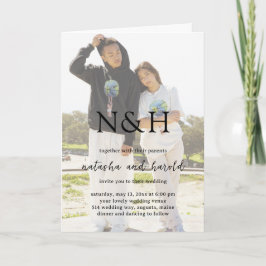 Invitación Boda Foto Monograma Negrita Moderna