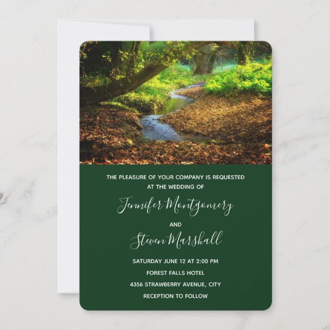 Invitación Boda Foto Naturaleza Hermosa Forest Creek (Anverso)