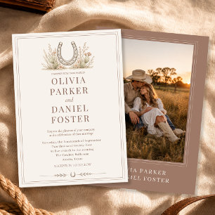 Invitación Boda Foto País Occidental Cactus Herradura