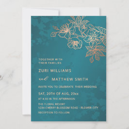 Invitación Boda Foto Rosa Dorado Tono Joya