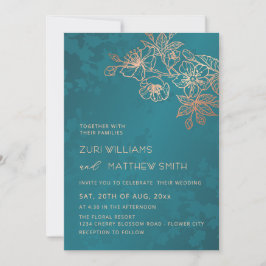Invitación Boda Foto Rosa Dorado Tonos de Joyas