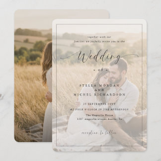 Invitación Boda Foto Superpuesta en Blanco y Negro