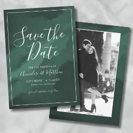 Invitación Boda Foto Verde Ahorra la Fecha