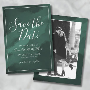 Invitación Boda Foto Verde Ahorra la Fecha