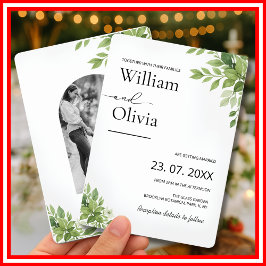 Invitación Boda FOTO Verde Salvia Eucalipto Vegetación