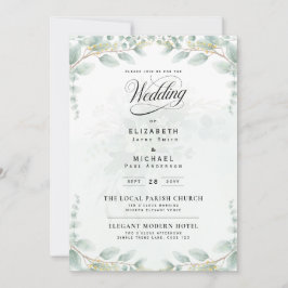 Invitación Boda Fotográfica Botánica de Hojas de Eucalipto He