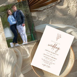 Invitación Boda Fotográfica Botánica Minimalista Boho de Terr