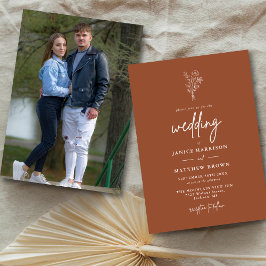 Invitación Boda Fotográfica Botánica Minimalista Boho de Terr
