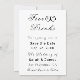 Invitación Boda fotográfica con bebidas gratis divertidas sal