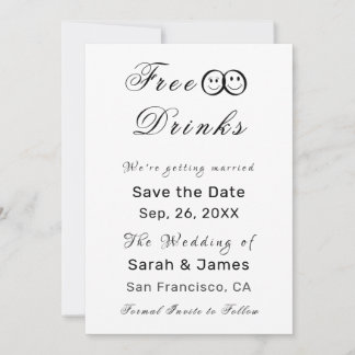Invitación Boda fotográfica con bebidas gratis divertidas sal