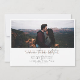 Invitación Boda fotográfica COPPER TYPOGRAPHY Guardar la fech