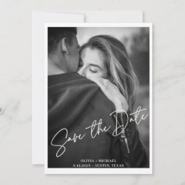 Invitación Boda fotográfica moderna con guión blanco salva la