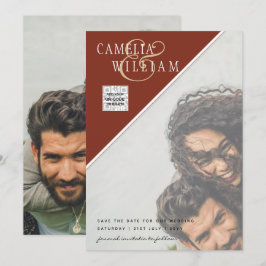 Invitación Boda fotográfica moderna invita a la canela QR COD