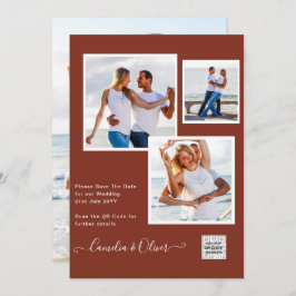 Invitación Boda fotográfica moderna invita a la canela QR COD
