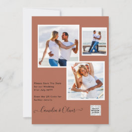 Invitación Boda fotográfica moderna invita a la canela QR COD