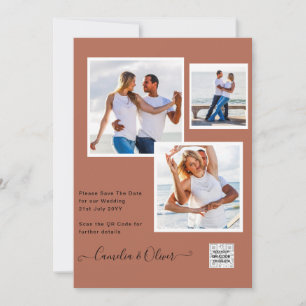 Invitación Boda fotográfica moderna invita a la canela QR COD