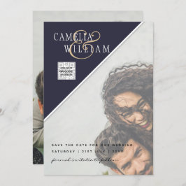 Invitación Boda fotográfica moderna invita a QR CÓDIGO RSVP A