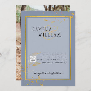 Invitación Boda fotográfica moderna invita a QR CÓDIGO RSVP A