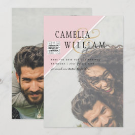 Invitación Boda fotográfica moderna invita a QR CÓDIGO RSVP B