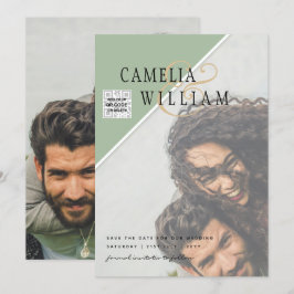 Invitación Boda fotográfica moderna invita a QR CÓDIGO Rsvp V
