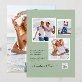 Invitación Boda fotográfica moderna invita a QR CÓDIGO Rsvp V