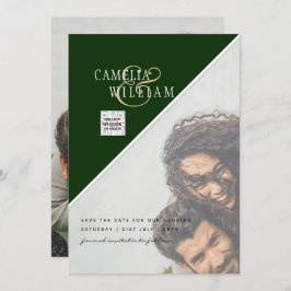 Invitación Boda fotográfica moderna invita a QR CÓDIGO Rsvp V