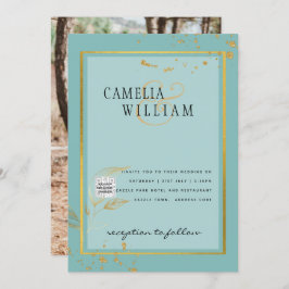 Invitación Boda fotográfica moderna invita al CÓDIGO QR RSVP 