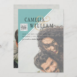 Invitación Boda fotográfica moderna invita al CÓDIGO QR RSVP 