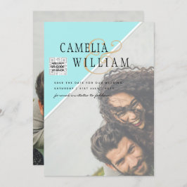 Invitación Boda fotográfica moderna invita al CÓDIGO QR RSVP 