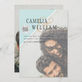 Invitación Boda fotográfica moderna invita al CÓDIGO QR RSVP 