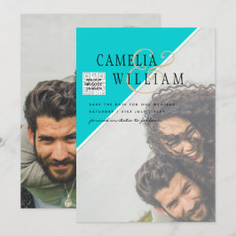 Invitación Boda fotográfica moderna invita al CÓDIGO QR RSVP 
