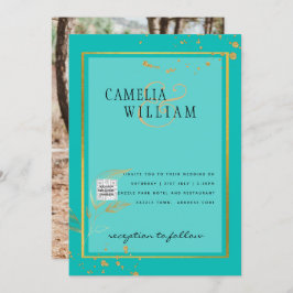 Invitación Boda fotográfica moderna invita al CÓDIGO QR RSVP 