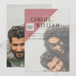 Invitación Boda fotográfica moderna invita al CÓDIGO QR RSVP 