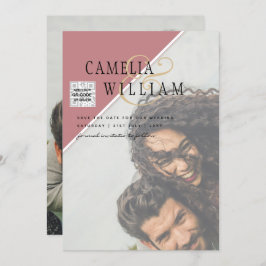 Invitación Boda fotográfica moderna invita al CÓDIGO QR RSVP 