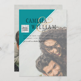 Invitación Boda fotográfica moderna invita al CÓDIGO QR RSVP 