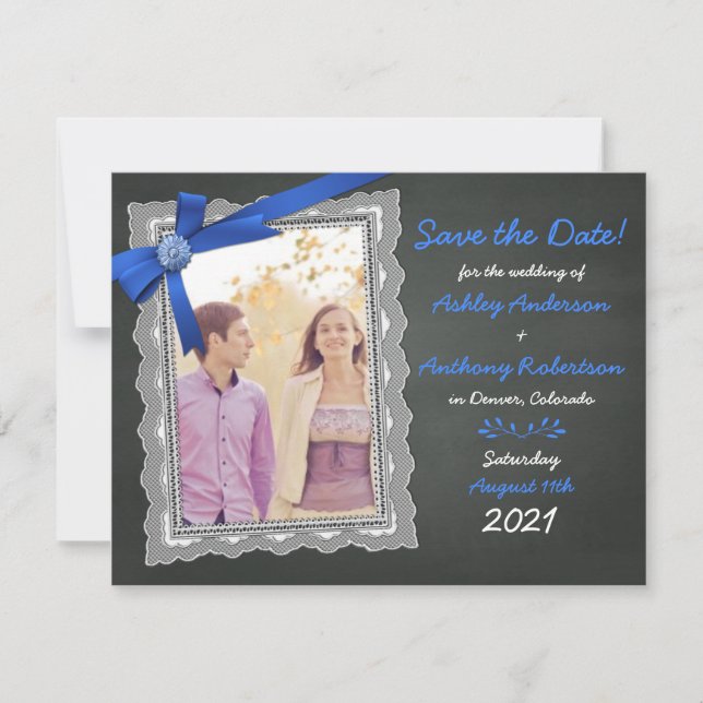 Invitación Boda fotográfica Salva la Bola Azul del Cartel de  (Anverso)