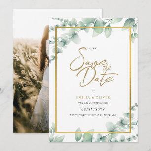 Invitación Boda FOTOGRÁFICA Salven la fecha verde botánico rú